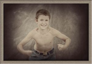 Studio Portrait of "Muscle Boy" in Lake Oswego, Oregon